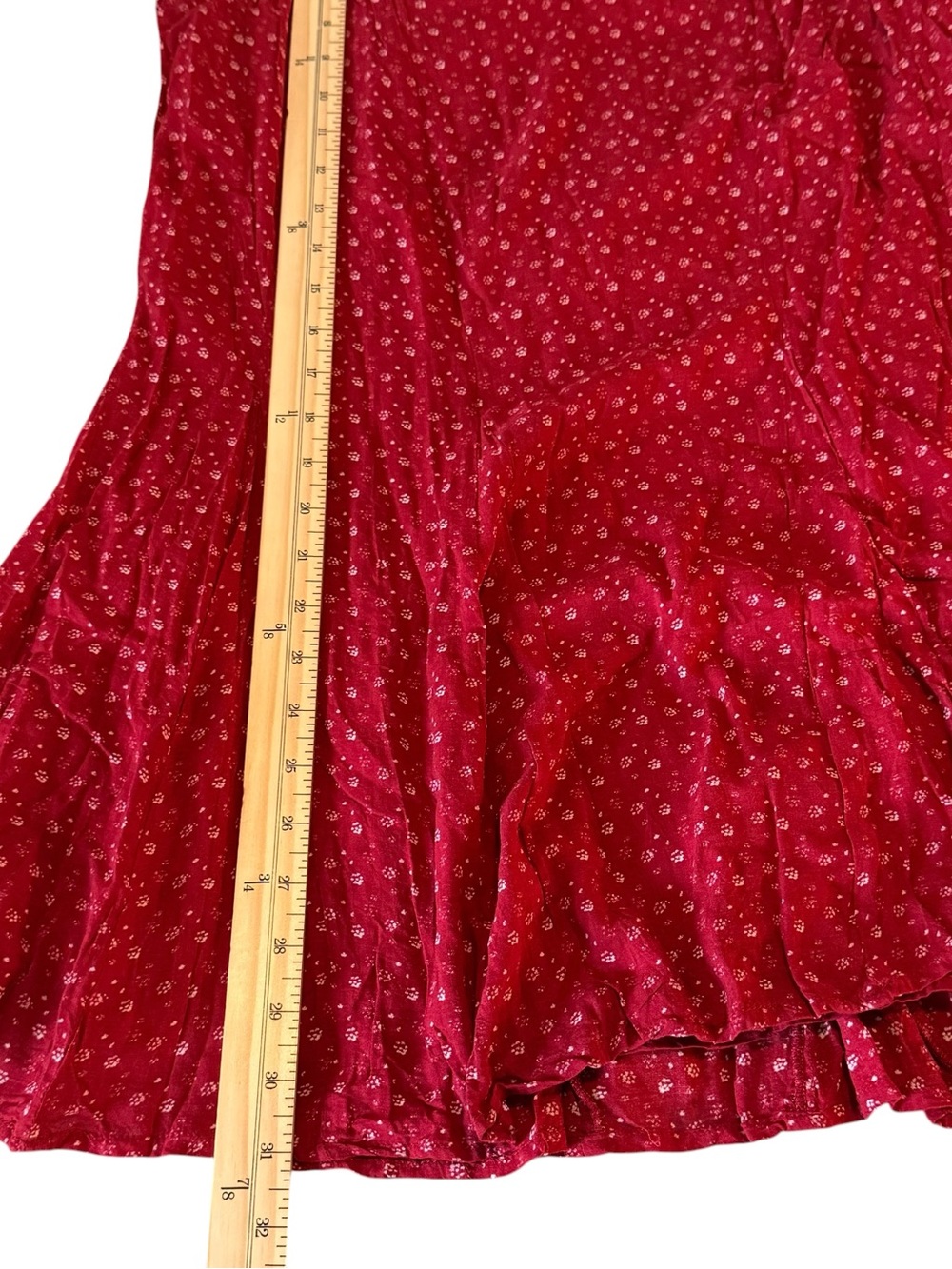 Free People Size Small Paisley Bell Sleeves BOHO Dress Red White . - Picture 5 of 10